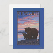 Bear and Cub - Seward, Alaska Briefkaart (Voorkant / Achterkant)