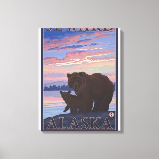 Bear and Cub - Seward, Alaska Canvas Afdruk (Voorkant)