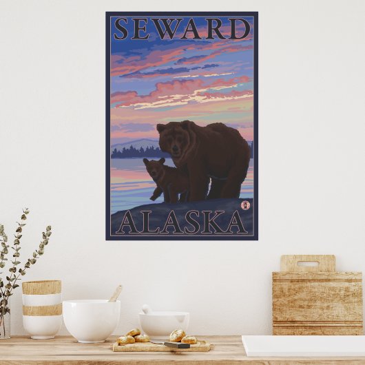 Bear and Cub - Seward, Alaska Poster (Keuken)
