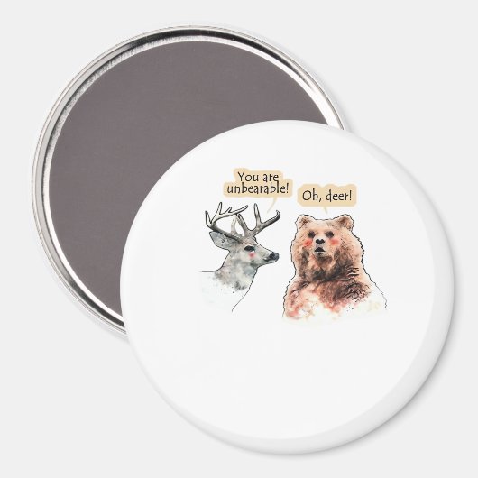 Bear And Deer Conversation Funny Wildlife Design  Magneet (Voorkant / Achterkant)