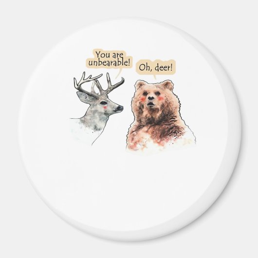Bear And Deer Conversation Funny Wildlife Design  Magneet (Voorkant)