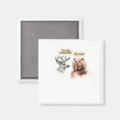 Bear And Deer Conversation Funny Wildlife Design Magneet (Voorkant / Achterkant)