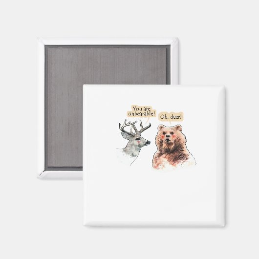 Bear And Deer Conversation Funny Wildlife Design  Magneet (Voorkant / Achterkant)