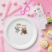 Bear And Deer Conversation Funny Wildlife Design Papieren Bordje (Feest)