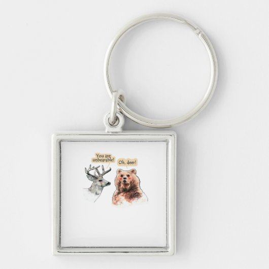 Bear And Deer Conversation Funny Wildlife Design Sleutelhanger (Voorkant)