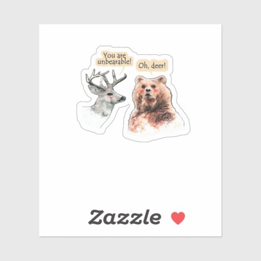 Bear And Deer Conversation Funny Wildlife Design  Sticker (Vel)