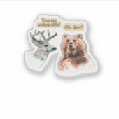 Bear And Deer Conversation Funny Wildlife Design  Sticker (Voorkant)
