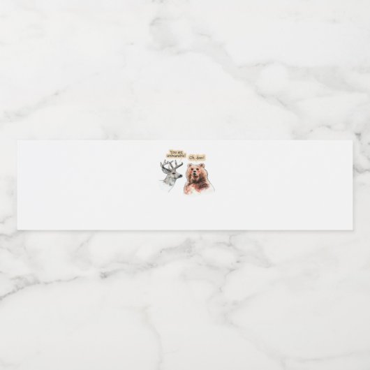 Bear And Deer Conversation Funny Wildlife Design  Waterfles Etiket (Enkel label)