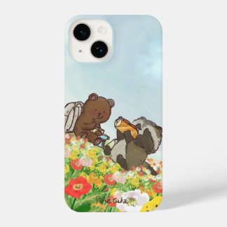 Bear and Raccoon Flower Picnic – iPhone Case iPhone 14 Hoesje