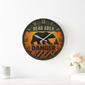 Bear Area Danger Camping & Hunting Gift Grote Klok (Huis)