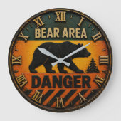 Bear Area Danger Camping & Hunting Gift Grote Klok (Voorkant)