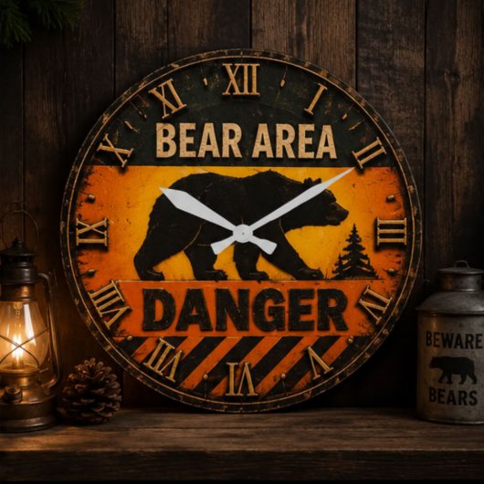 Bear Area Danger Camping & Hunting Gift Grote Klok
