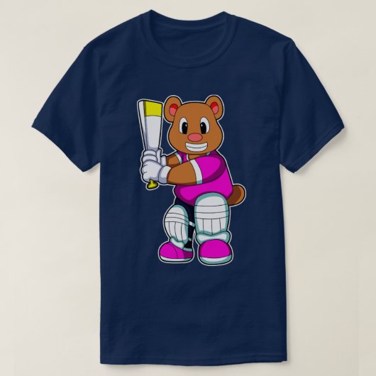 Bear as Batsman with Cricket bat T-shirt (Design voorkant)