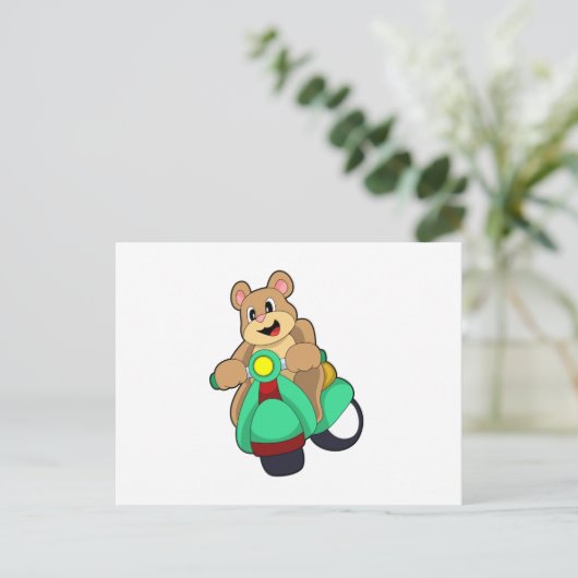 Bear as Biker with Scooter.PNG Briefkaart (Staand voorkant)