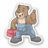 Bear as Craftsman with Tool box Sticker (Voorkant)