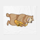 Bear as Musician with Saxophone Fleece Deken (Voorkant (Horizontaal))