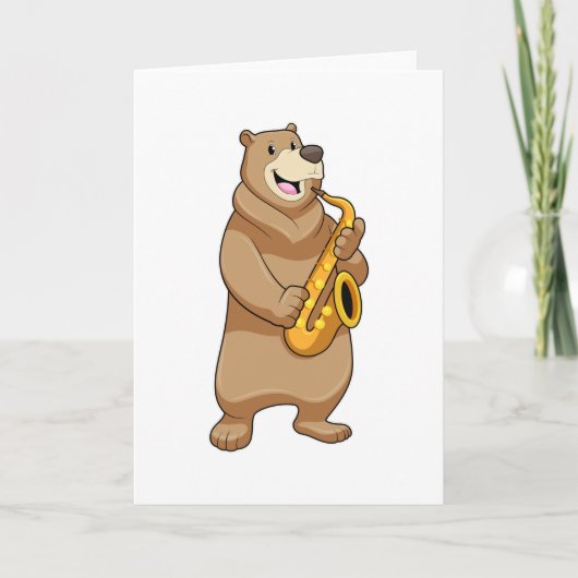 Bear as Musician with Saxophone Kaart (Voorkant)