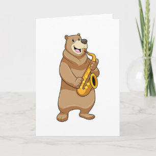 Bear as Musician with Saxophone Kaart