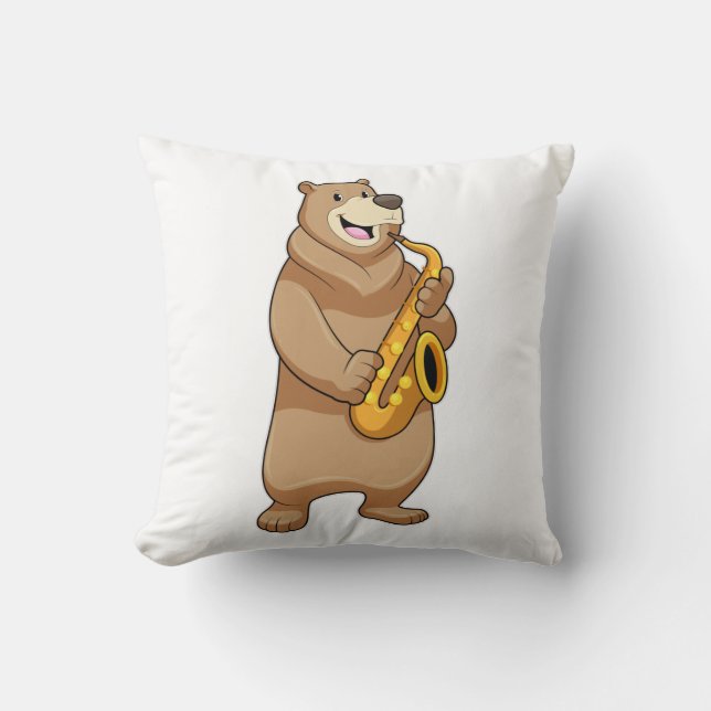 Bear as Musician with Saxophone Kussen (Voorkant)