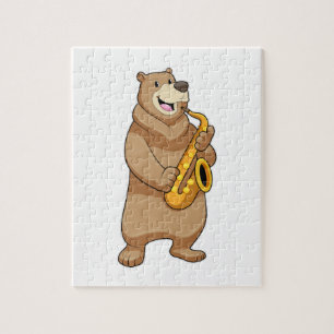 Bear as Musician with Saxophone Legpuzzel