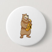 Bear as Musician with Saxophone Ronde Button 7,6 Cm (Voorkant)
