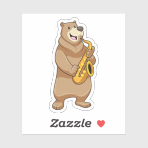 Bear as Musician with Saxophone Sticker