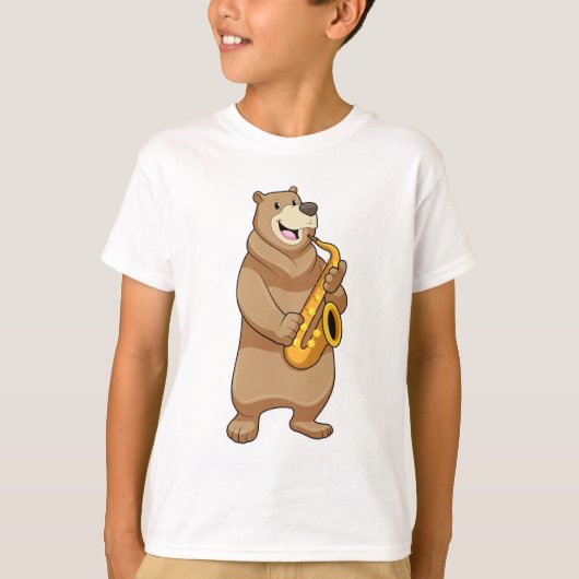 Bear as Musician with Saxophone T-shirt (Voorkant)
