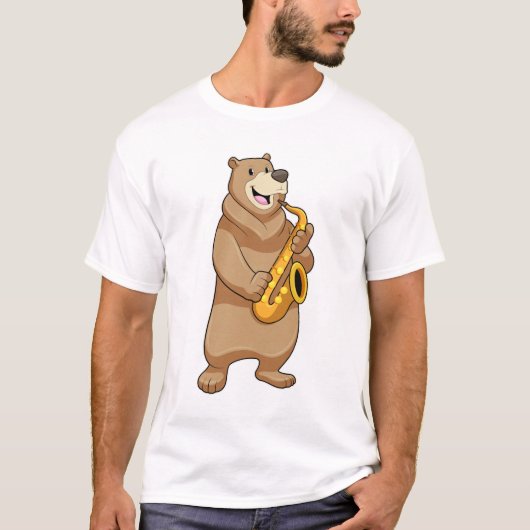 Bear as Musician with Saxophone T-shirt (Voorkant)