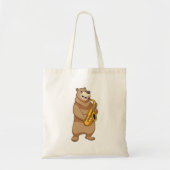 Bear as Musician with Saxophone Tote Bag (Voorkant)