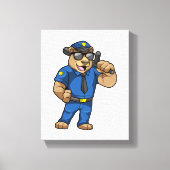Bear as Police officer with Baton Canvas Afdruk (Voorkant)