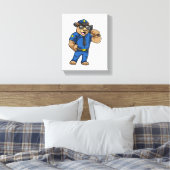 Bear as Police officer with Baton Canvas Afdruk (Insitu (Slaapkamer))