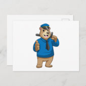 Bear as Police officer with Police hat Briefkaart (Voorkant / Achterkant)