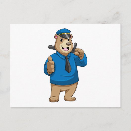 Bear as Police officer with Police hat Briefkaart (Voorkant)