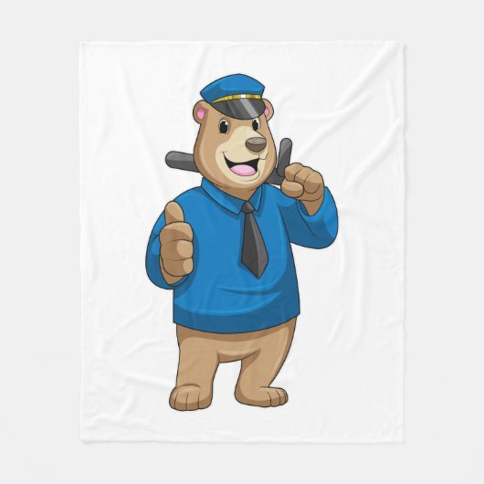 Bear as Police officer with Police hat Fleece Deken (Voorkant)