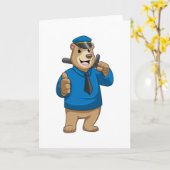 Bear as Police officer with Police hat Kaart (Gele Bloem)