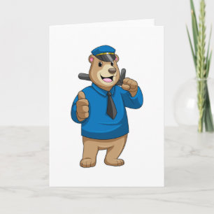 Bear as Police officer with Police hat Kaart