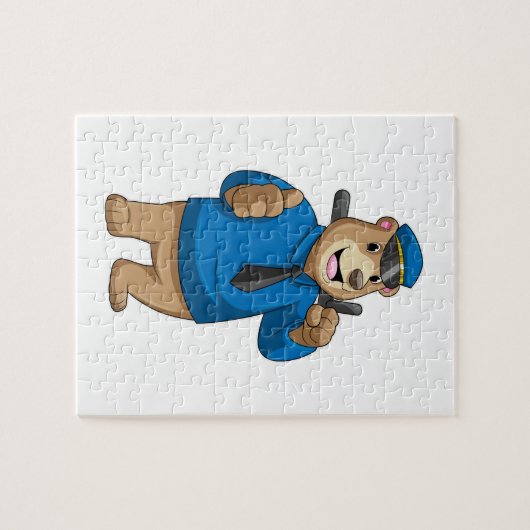 Bear as Police officer with Police hat Legpuzzel (Horizontaal)