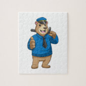 Bear as Police officer with Police hat Legpuzzel (Verticaal)