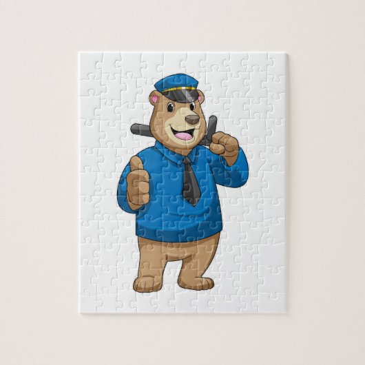 Bear as Police officer with Police hat Legpuzzel (Verticaal)