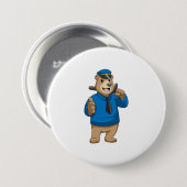 Bear as Police officer with Police hat Ronde Button 7,6 Cm (Voorkant /achterkant)