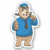 Bear as Police officer with Police hat Sticker (Voorkant)