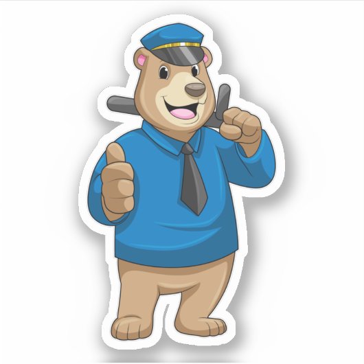 Bear as Police officer with Police hat Sticker (Voorkant)