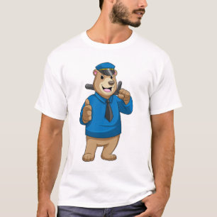 Bear as Police officer with Police hat T-shirt