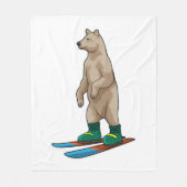 Bear as Skier with Ski Fleece Deken (Voorkant)