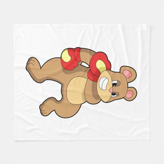 Bear at Boxing with Boxing gloves Fleece Deken (Voorkant (Horizontaal))