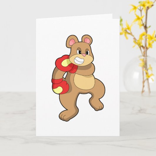 Bear at Boxing with Boxing gloves Kaart (Gele Bloem)