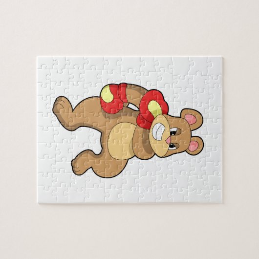 Bear at Boxing with Boxing gloves Legpuzzel (Horizontaal)