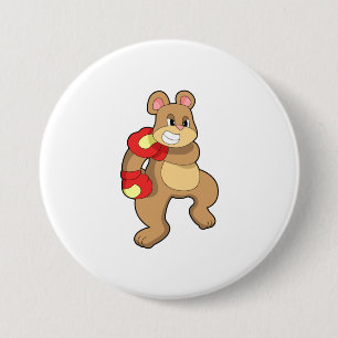 Bear at Boxing with Boxing gloves Ronde Button 7,6 Cm