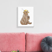 Bear at Fishing with Fishing rod Canvas Afdruk (Insitu (Woonkamer))