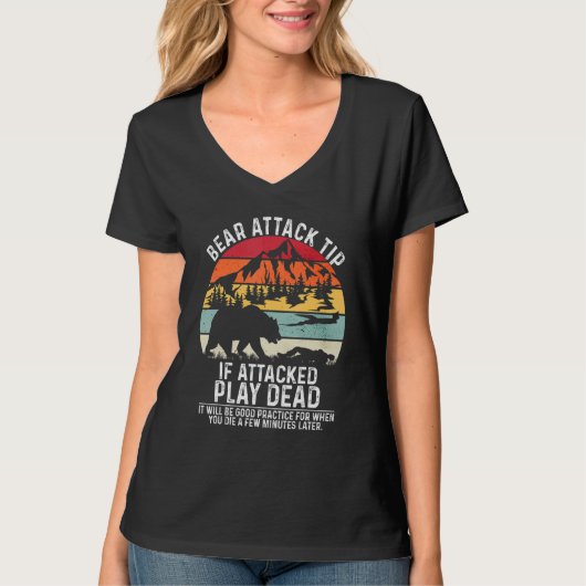 Bear Attack Tip Camping Hiking Outdoor Travel  Vin T-shirt (Voorkant)